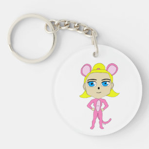Porte-clés chatte rose