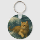 Porte-clés Chatte Rousse Courageuse Chevauchant les Vagues de (Verso)