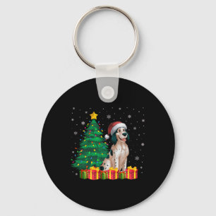 Porte-clés Chaud Anglais Setter Santa Hat Feux de Noël Chien