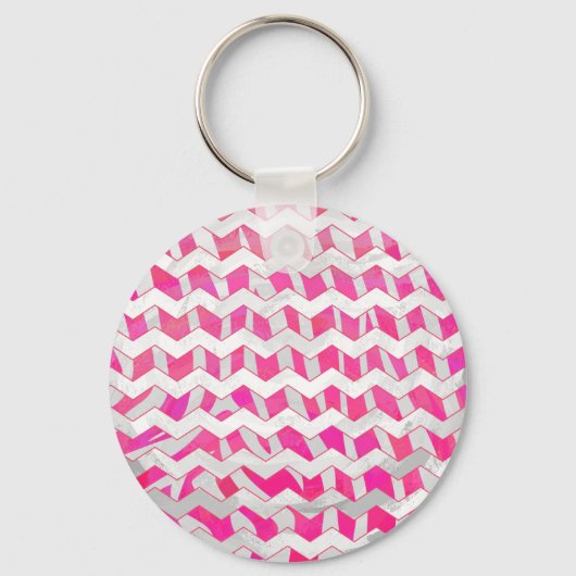 Porte-clés Chaud rose et blanc Chevron Zebra (Recto)
