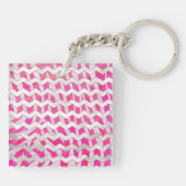 Porte-clés Chaud rose et blanc Chevron Zebra (Dos)