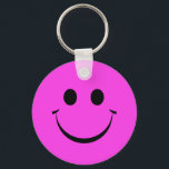 Porte-clés Chaud rose joyeux visage anniversaire<br><div class="desc">Hot rose Personnalisé Happy Face Porte - clé.</div>