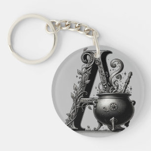 Porte-clés Chaudière de Sorcière Lettre de Sorcière A Initial