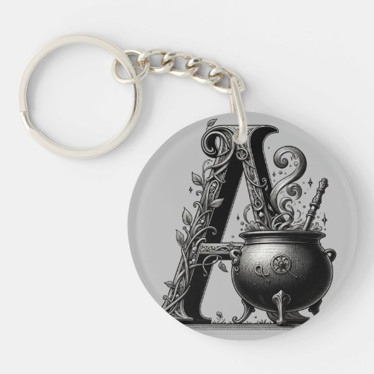 Porte-clés Chaudière de Sorcière Lettre de Sorcière A Initial (Devant)