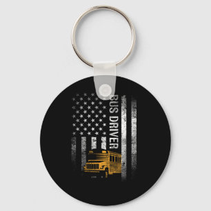Porte-clés Chauffeur de Bus Scolaire Usa Drapeau Américain Dr