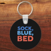 Porte-clés Chaussette Lit Bleu Mème Drôle _1 (Recto)