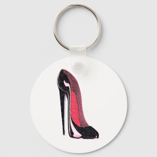 Porte-clés Chaussure en stiletto noir brillant (Recto)
