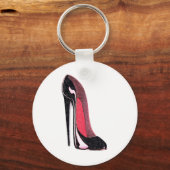 Porte-clés Chaussure en stiletto noir brillant (Recto)