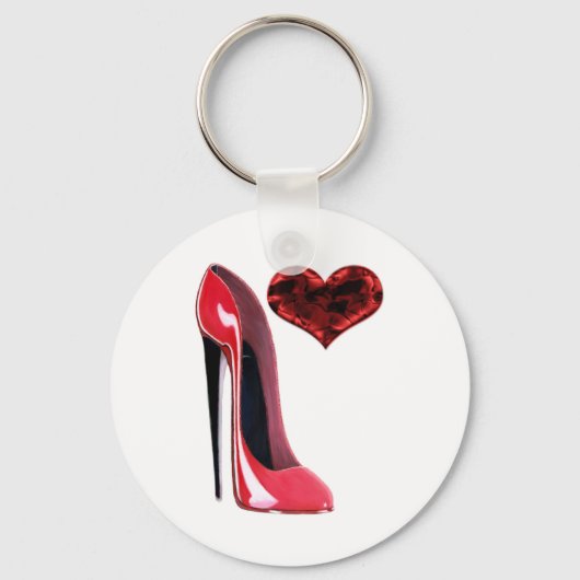 Porte-clés Chaussure Red Stiletto et coeur 3D (Recto)