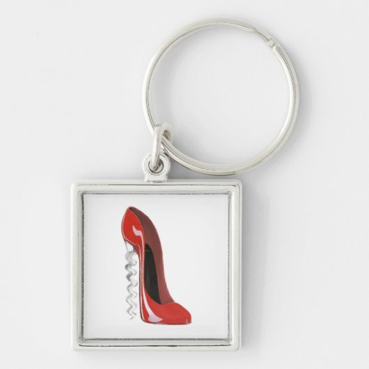 Porte-clés Chaussure stylet rouge de talon de tire-bouchon (Devant)