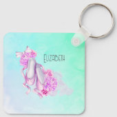 Porte-clés Chaussures de ballet en Aquarelle rose (Dos)