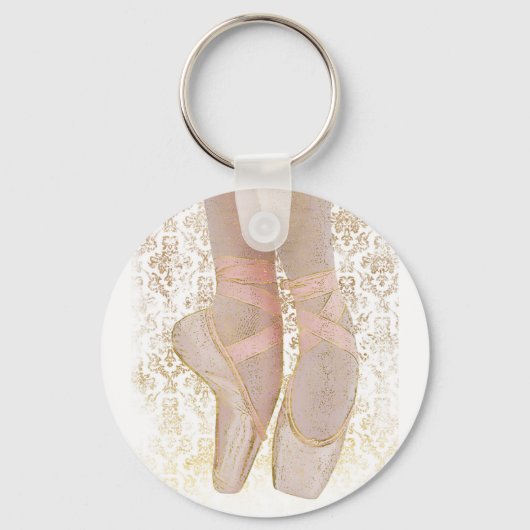 Porte-clés Chaussures de talon de ballet - Or rose Blanc (Recto)
