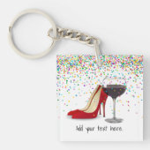 Porte-clés Chaussures Rouges Et Porte - clé Acrylique Du Vin  (Devant)