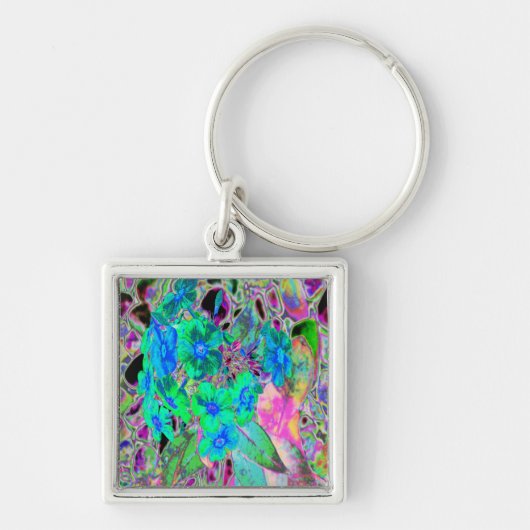 Porte-clés Chaux psychédélique Trippy Lime Vert et Bleu Fleur (Devant)