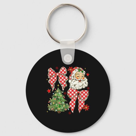 Porte-clés Checkered Coquette Bow Santa Claus Christmas Holid (Recto)
