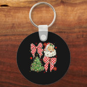 Porte-clés Checkered Coquette Bow Santa Claus Christmas Holid (Recto)