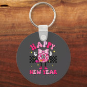 Porte-clés Checkered Happy New Year 2026 Disco Ball New Year  (Recto)