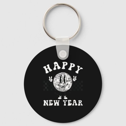 Porte-clés Checkered Happy New Year 2026 Disco Ball New Year  (Recto)