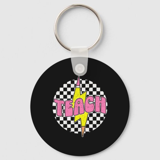 Porte-clés Checkered Teach Pencil Lightning Bolt Back To Scho (Recto)