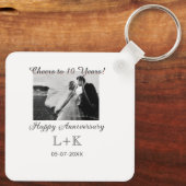 Porte-clés Cheers to 10 Years happy anniversary add photo dat (Verso)