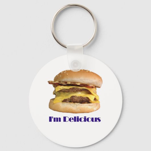Porte-clés cheeseburger - Je suis délicieux (Recto)