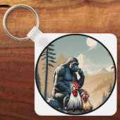 Porte-clés "Cheesy Chicken Meets Bigfoot Mountain" Keychain (Recto)