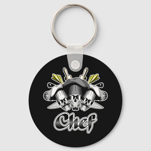 Porte-clés Chef Crâne et outils du commerce (Recto)