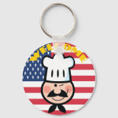 Porte-clés Chef de bienvenue avec drapeau américain (Recto)