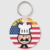 Porte-clés Chef de bienvenue avec drapeau américain (Verso)