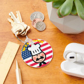 Porte-clés Chef de bienvenue avec drapeau américain