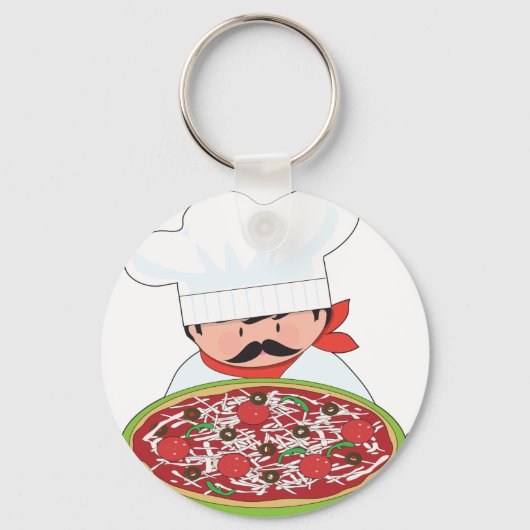 Porte-clés Chef et pizza (Recto)