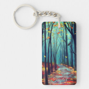 Porte-clés Chemin d'automne Porte - clé acrylique à double fa