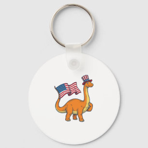 Porte-clés Chemise avec drapeau de dinosaure patriotique grav