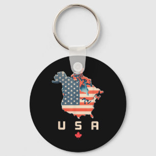 Porte-clés Chemise avec le Canada et les États-Unis Carte - A