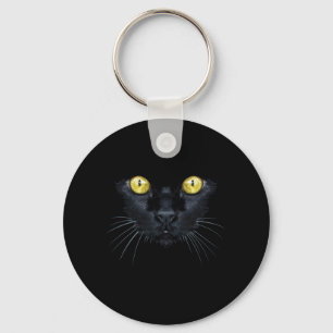 Porte-clés Chemise Chat Noir Halloween Chat aux Yeux Jaunes E