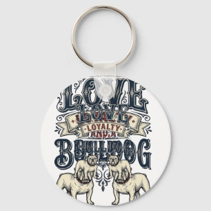 Porte-clés Chemise d'amour Bulldog Gravure vintage Citation d
