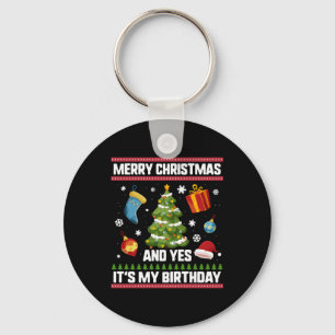 Porte-clés Chemise d'anniversaire de Noël, Joyeux Noël et oui
