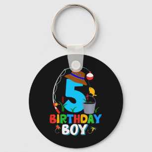 Porte-clés Chemise d'anniversaire pour garçons de 5 ans pêche