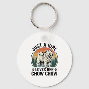 Porte-clés Chemise de chien Chow Chow Fille vintage amoureuse