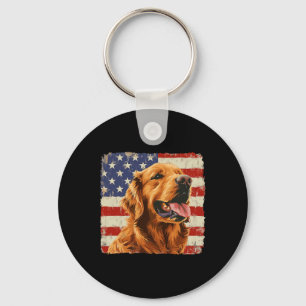 Porte-clés Chemise de drapeau américain de chien Retriever do