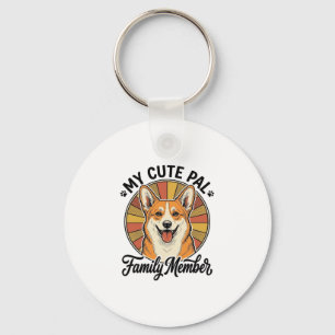 Porte-clés Chemise de famille Corgi Design vintage pour amate