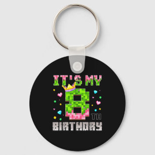 Porte-clés Chemise de fille d'anniversaire 8e anniversaire je