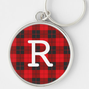Porte-clés Chemise de flanelle à carreaux rouge avec monogram