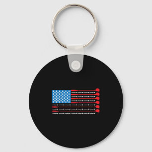 Porte-clés Chemise de golf patriotique - Drapeau américain Cl
