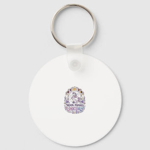 Porte-clés Chemise de licorne Phases lunaires Licorne Fond bl