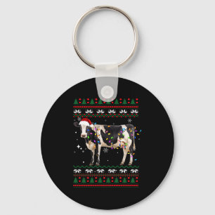 Porte-clés Chemise de Noël drôle et laide de vache laitière f