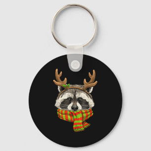 Porte-clés Chemise de Noël Raccoon Xmas Reindeer Trash Panda