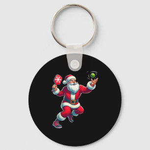 Porte-clés Chemise de Noël Santa Pickleball pour femmes homme