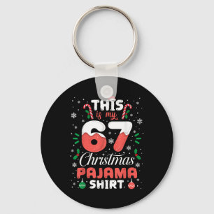 Porte-clés Chemise de pyjama de Noël drôle 67 Six Sept Mème B