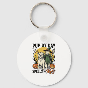 Porte-clés Chemise de sorcière de chien d'Halloween Gravure v